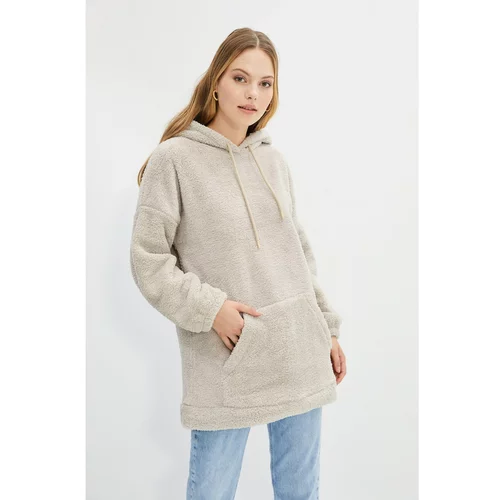 Trendyol Beige Plush Knitted Sweatshirt