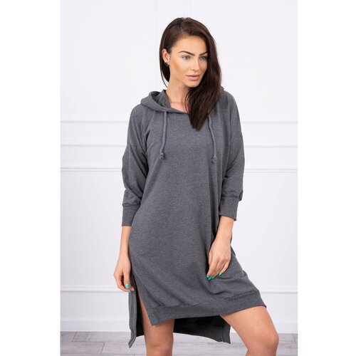 Kesi Dress with a hood and longer back graphite Slike
