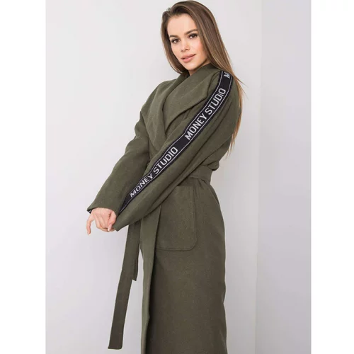 Fashion Hunters Khaki women's coat with a belt