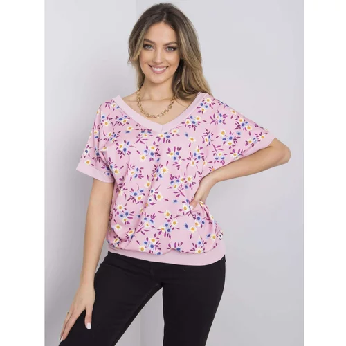 Fashionhunters Pink blouse with a print