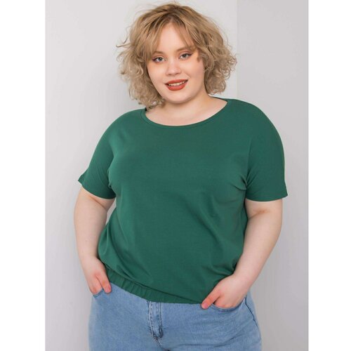 Fashion Hunters Dark green plus size cotton blouse Slike