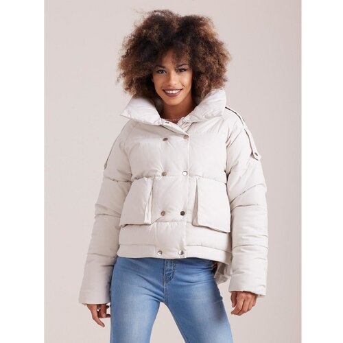 Fashion Hunters Kratka zimska jakna od ecrua Slike