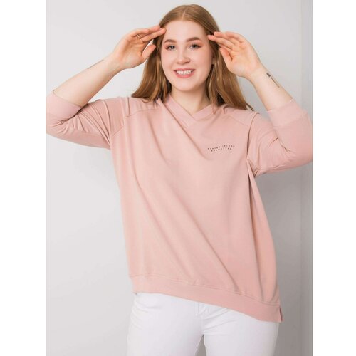 Fashion Hunters Dusty pink plus size sweatshirt with V-neck Slike