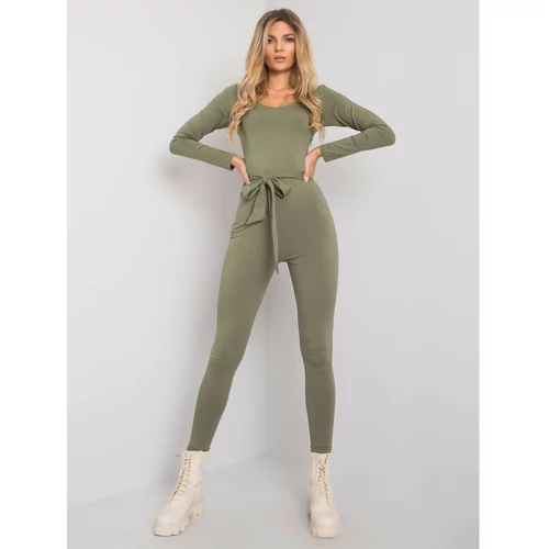 Fashion Hunters Khaki overalls with a tie