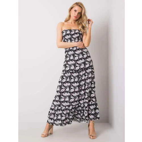 Fashion Hunters FRESH MADE Black dress with floral patterns