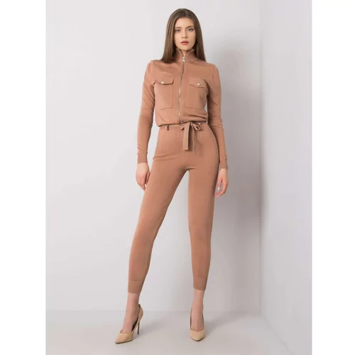 Fashionhunters Brown knitted jumpsuit from Johanna RUE PARIS