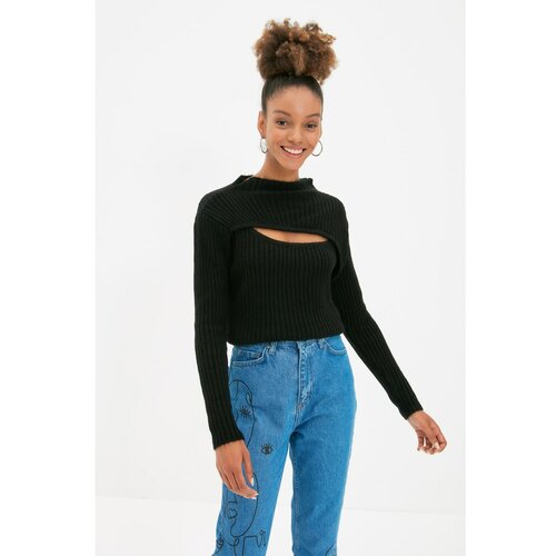 Trendyol Black Cut Out Detailed Knitwear Sweater Slike