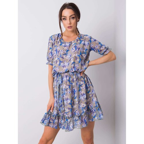 Fashion Hunters Khaki dress with a floral print Slike