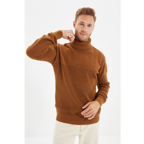 Trendyol Camel muški pleteni džemper s tankim krojastim uskom i tankim stilom Slike