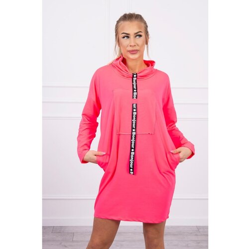 Kesi Dress with tie pink neon Slike