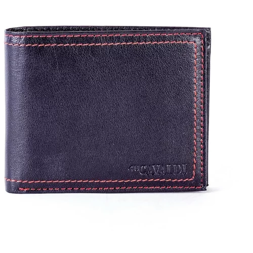 Fashion Hunters Men's black leather wallet with an elegant red trim