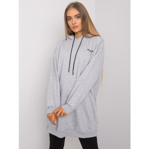 Fashion Hunters Gray melange women&amp;#039;s hooded sweatshirt Slike