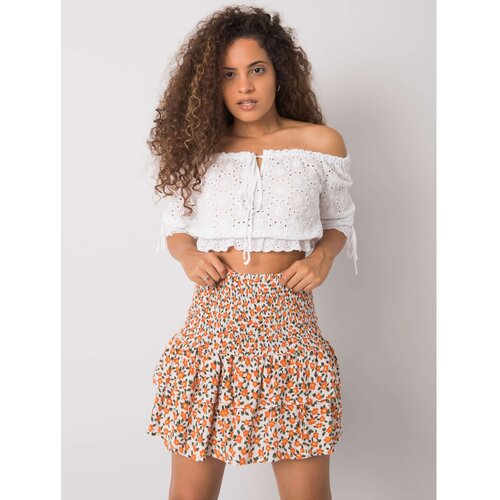 Fashion Hunters RUE PARIS White and orange skirt with a frill Slike