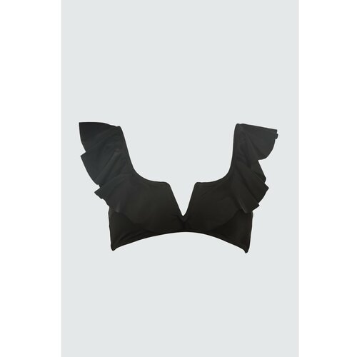 Trendyol Ženski gornji dio kupaćeg kostima Frill detaljno crna | bijela Slike