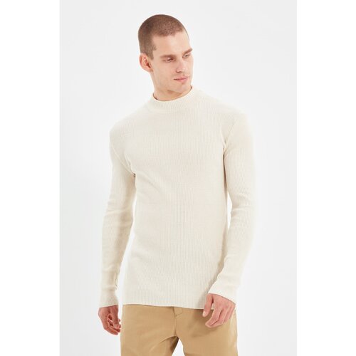 Trendyol Ecru Men's Slim Fit Half Turtleneck Corduroy Knitted Sweater Cijene