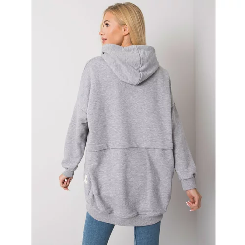 Fashion Hunters Gray melange women's kangaroo sweatshirt
