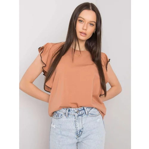 Fashion Hunters Camel blouse with decorative sleeves