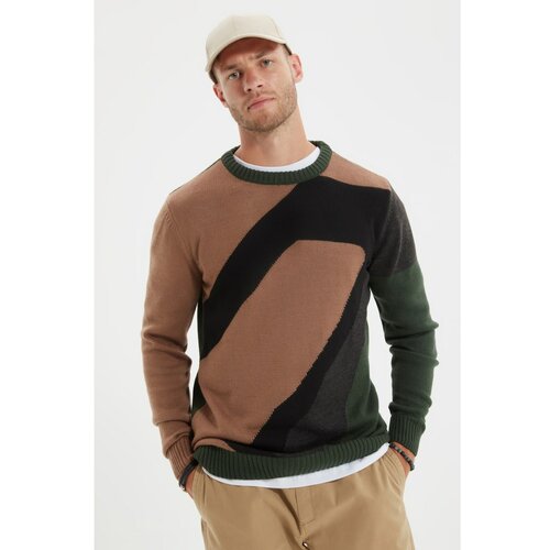 Trendyol Mink muški džemper s tankim krojem s tankim izrezom Slike