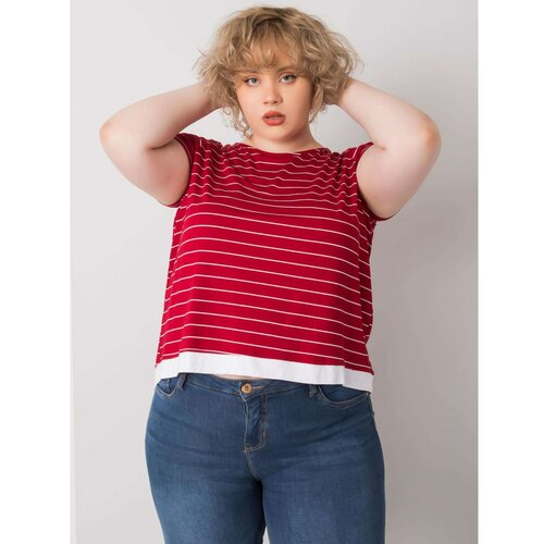 Fashion Hunters Plus size burgundy striped blouse for women Slike