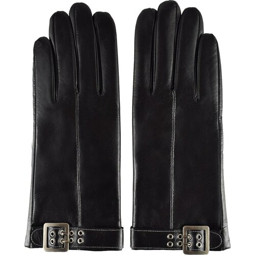 Semiline Ženske kožne antibakterijske rukavice P8210 crne siva Cene