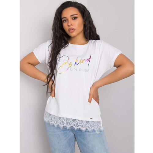 Fashion Hunters Larger white cotton blouse with lace Slike