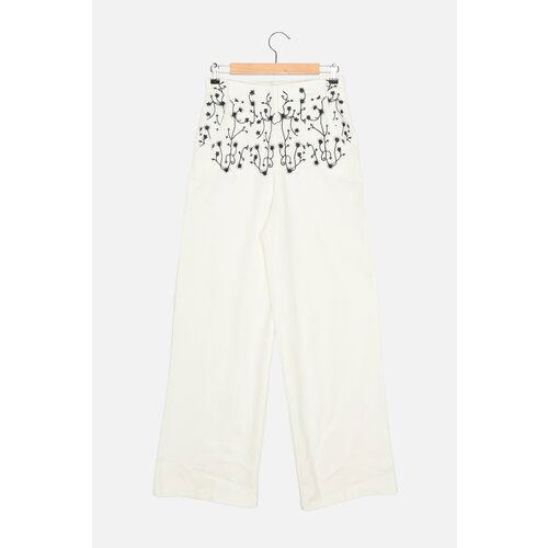 Trendyol White Embroidered Trousers Slike
