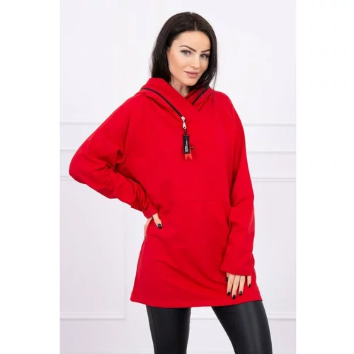Kesi Tunic with a zipper on the hood Oversize red