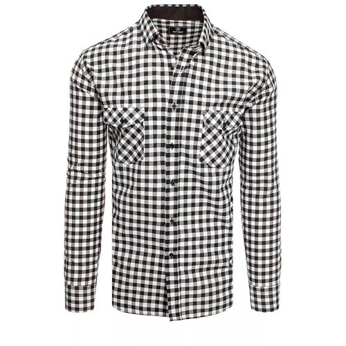 DStreet Black and white checkered men's shirt DX2117 Slike