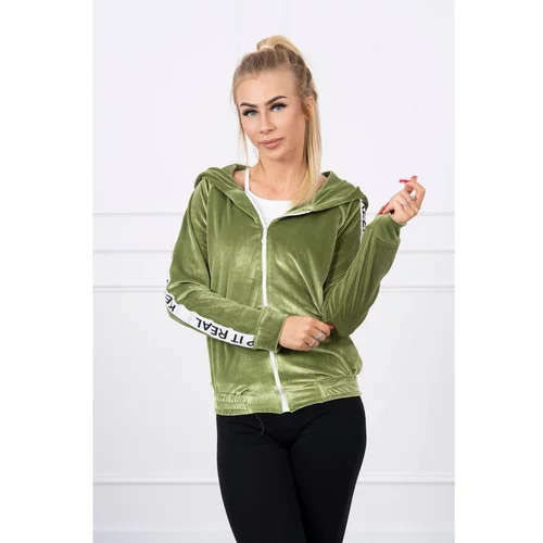 Kesi Velor sweatshirt with a hood green