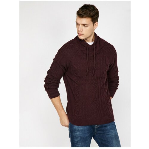 Koton Men's Claret Red High Collar Knitwear Sweater Slike