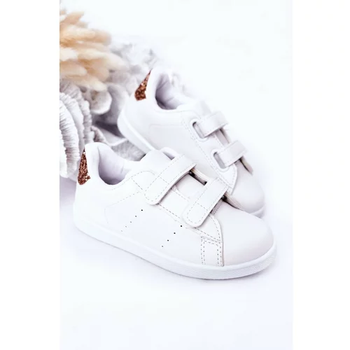 Kesi Children's Sneakers With Velcro White-Rose Gold Cute Girl