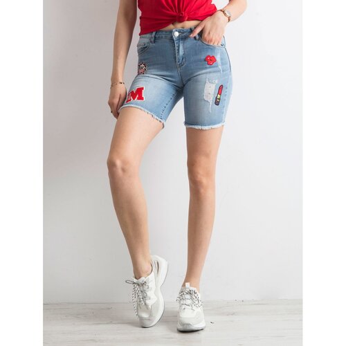 Fashion Hunters Blue denim shorts with patches Slike