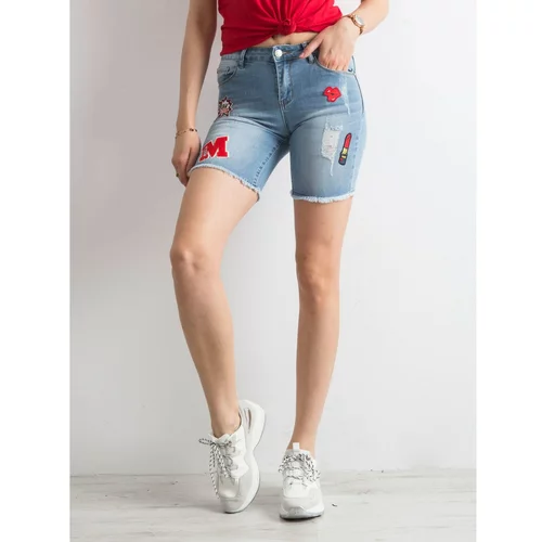 Fashion Hunters Blue denim shorts with patches