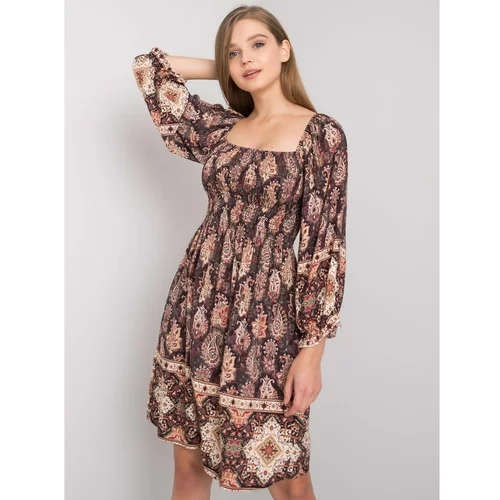 Fashion Hunters Dark brown patterned dress by Hayley OH BELLA