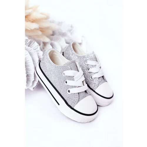 Kesi Children's Glitter Sneakers Silver Bling-Bling