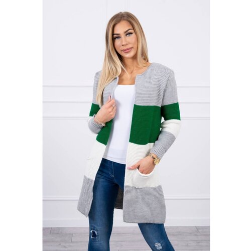 Kesi Sweater Cardigan in the straps gray+green Slike