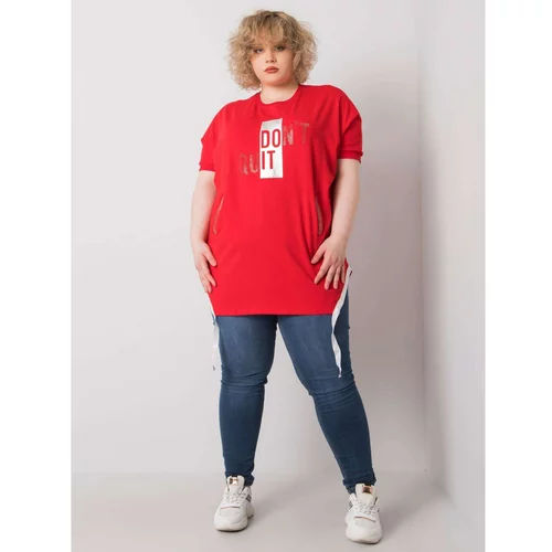 Fashion Hunters Red plus size blouse with an inscription