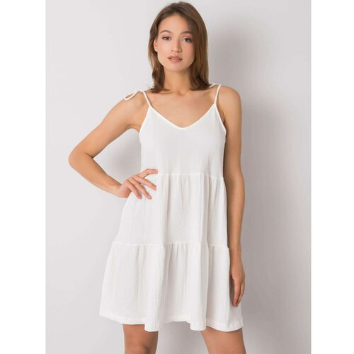 Fashion Hunters RUE PARIS Women's white dress with a frill Slike
