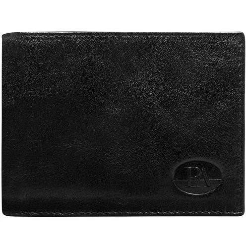 Fashion Hunters Men's horizontal black leather wallet without a clasp