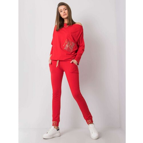 Fashion Hunters Red sweatpants with an application Slike