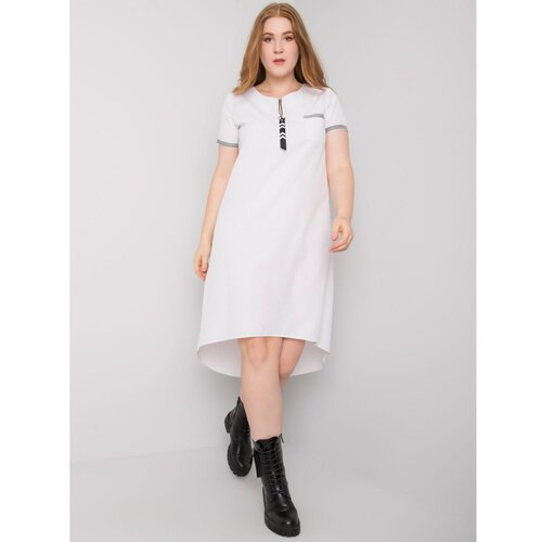Fashion Hunters Plus size white cotton dress Slike