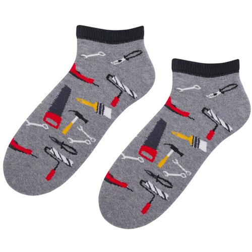 Bratex Muške čarape POP-M-131 siva | tamnocrvena Slike