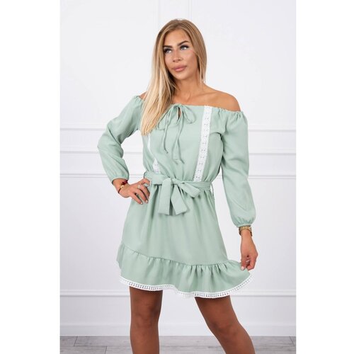 Kesi Off-the-shoulder dress and lace light green Slike