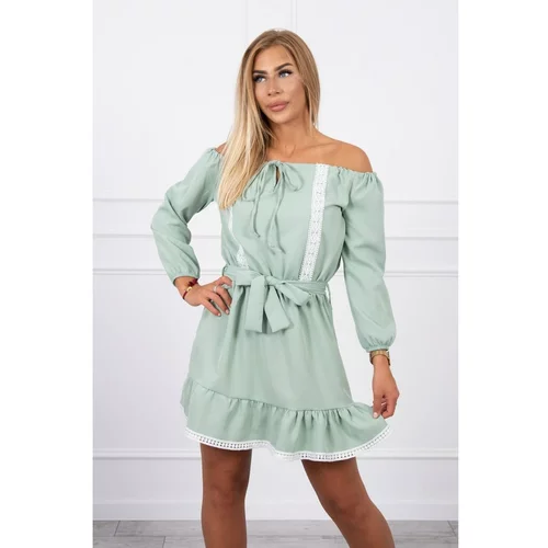Kesi Off-the-shoulder dress and lace light green