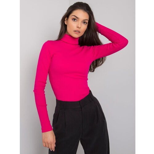 Fashion Hunters RUE PARIS Ladies' fuchsia, ribbed turtleneck Slike