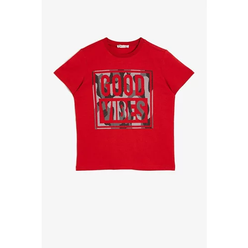 Koton Boys Red Written Printed T-shirt