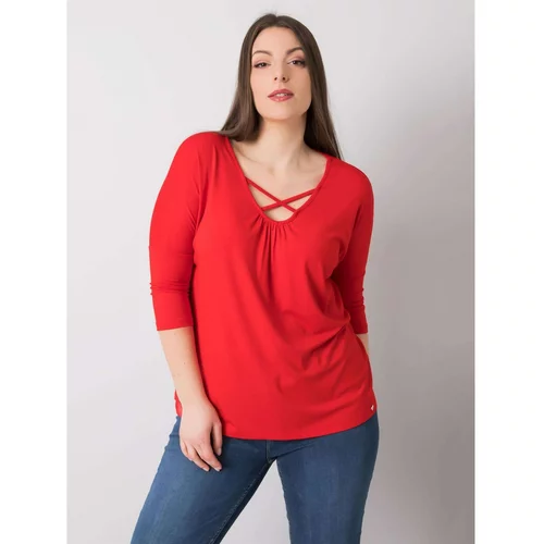 Fashion Hunters Plus size red viscose blouse