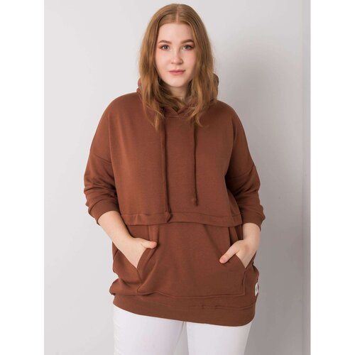 Fashion Hunters Dark brown plus size kangaroo sweatshirt Slike