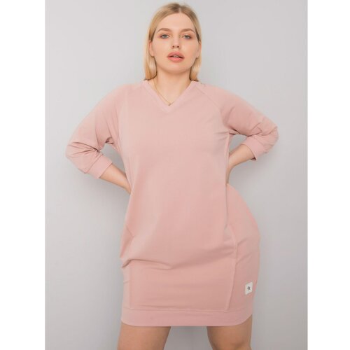 Fashion Hunters Dusty pink plus size dress with pockets Slike