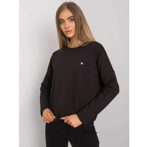 Fashion Hunters Black cotton blouse with long sleeves
